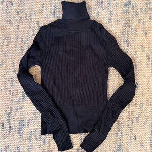 Zara Navy Ribbed Turtleneck Sweater